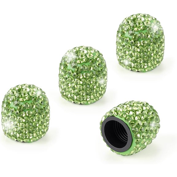 Universal Crystal Tire Valve Stem Caps 4 Pack, Handmade Rhinestone Bling Wheel Caps, Dustproof & Attractive Car Decor for Most Vehicles