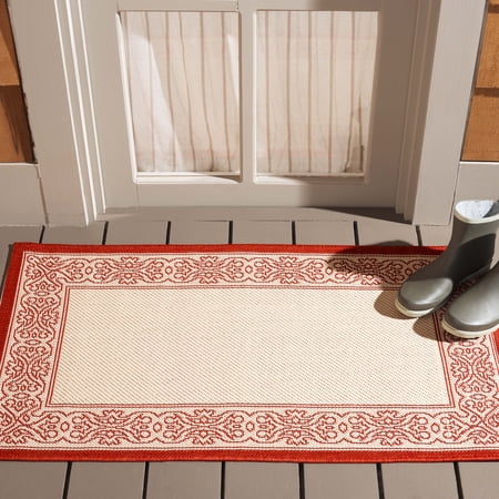 Safavieh Courtyard Donna Botanical Indoor/Outdoor Area Rug Natural/Red 2 7 x 5