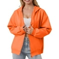 thumbnail image 2 of Mohiass Women Casual Zip Up Fleece Hoodies Relaxed Fit Oversized Sweatshirt with Hood Lightweight Fall Jackets for Women 2025 Orange XL, 2 of 5