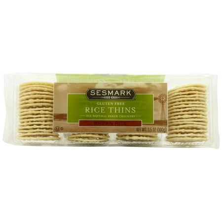 Sesmark Gluten-free Brown Rice Snack Cracker Thins, 3.5 Ounce