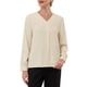 thumbnail image 1 of BLUSA DE BOTONES PARA MUJER INSPIRADA CHIC, CON PLECA, CUELLO EN V, MANGA LARGA, CAMISA CASUAL DE NEGOCIOS, TAMAÑO M, BEIGE, 1 of 5
