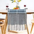 thumbnail image 1 of Hand Woven Cotton Linen Dining Table Runner with Tassels, Elegant Design for Wedding Home, 1 of 6