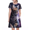 thumbnail image 1 of Balery Purple Moon Cat Vestidos sueltos de manga corta para mujer, vestidos de verano 2025, vestidos casuales de corte A con vuelo., 1 of 6