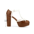 thumbnail image 5 of BLISSFUL STEP Mother's Day Women's Platform T Strap Bow Vintage Block Heels Pumps Brown 11, 5 of 5