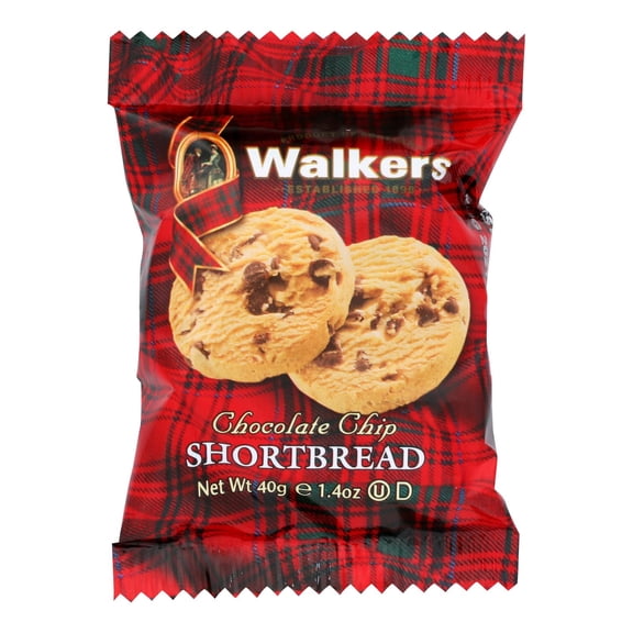 Walker's Shortbread Chocolate Chip Cookies, Pure Butter Shortbread Cookies, 1.4 Oz Snack Packs (Pack of 20)