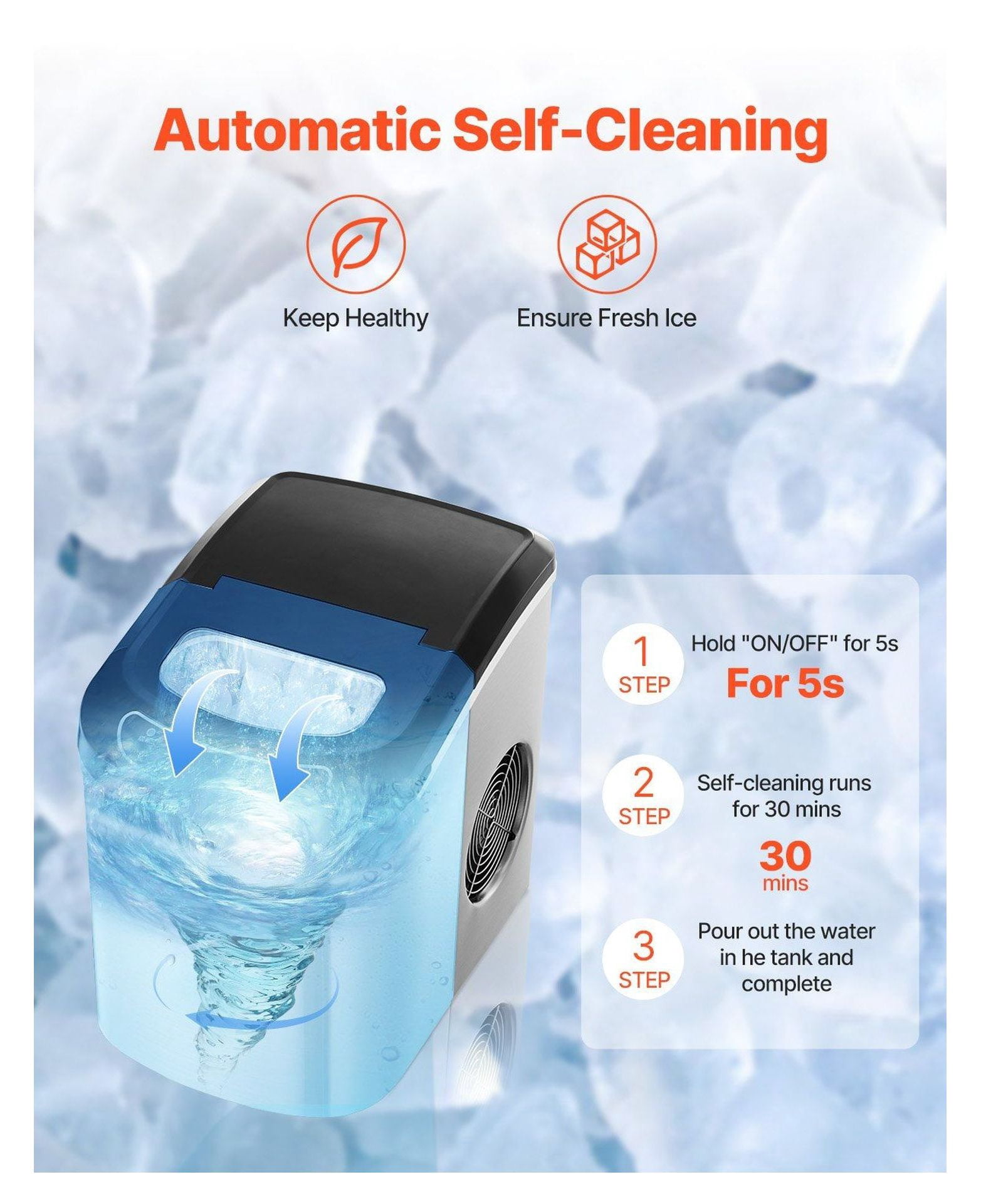 Countertop Ice Maker 33Lbs/24H, Portable Ice Machine with Scoop & Basket
