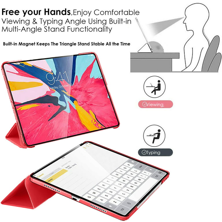 iPad Air 1st 2nd 9.7 Inch 5 6 Gen [ 6th 5th Air 2 1 ] MD785LL/B MD788LL/B  MD786LL/B MD789LL/B MD787LL/B Slim Lightweight Protective PC Dual Angle  Stand Cover - Red 