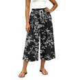 thumbnail image 3 of SwiftWear Women's Capri Pants Wide Leg Loose Casual Summer Beach Pants with Pockets Elastic Drawstring Waist Flowy Palazzo Trousers, 3 of 7