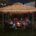 thumbnail image 4 of Ainfox 10x10 Thatched Tiki Pavilion Gazebo, Patio Gazebo with Straw Thatch Roofing, Hawaiian Style Steel Frame, 4 of 8