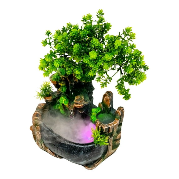 Dwellnix Indoor Tabletop Water Fountain, Resin Fountain with LED Lights & Purifying Mist, Ideal for Relaxation & Decor