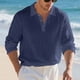 thumbnail image 4 of pstuiky camisetas de manga larga para hombre, Cárdigan informal de negocios para hombre, color liso, holgado, con botones, mangas largas y cuello vuelto camisetas de hombre l, 4 of 9