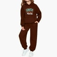 thumbnail image 1 of Conjunto de sudadera con capucha de manga larga para niños con estampado invernal y pantalones deportivos con lazo en las piernas, deportivo informal con forro polar para mayor calidez, conjunto de do, 1 of 5
