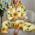 thumbnail image 6 of Pajamas for Women Sets, European-style Pattern Sunflower Lounge Sets Long Sleeve Button Down Night Shirts Sleepwear Pjs, 6 of 6
