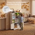thumbnail image 5 of Pantry Storage Cabinet, Asofer 43" kitchen Storage Cupboard w/ Microwave Stand & 4 Doors, 8 Shelves for Dining Room - White, 5 of 9