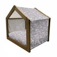 thumbnail image 2 of Fish Scale Pet House, Japanese Wave Circle Pattern with Pastel Colors Vintage Retro, Outdoor & Indoor Portable Dog Kennel with Pillow and Cover, 5 Sizes, Mauve Taupe Multicolor, by Ambesonne, 2 of 5