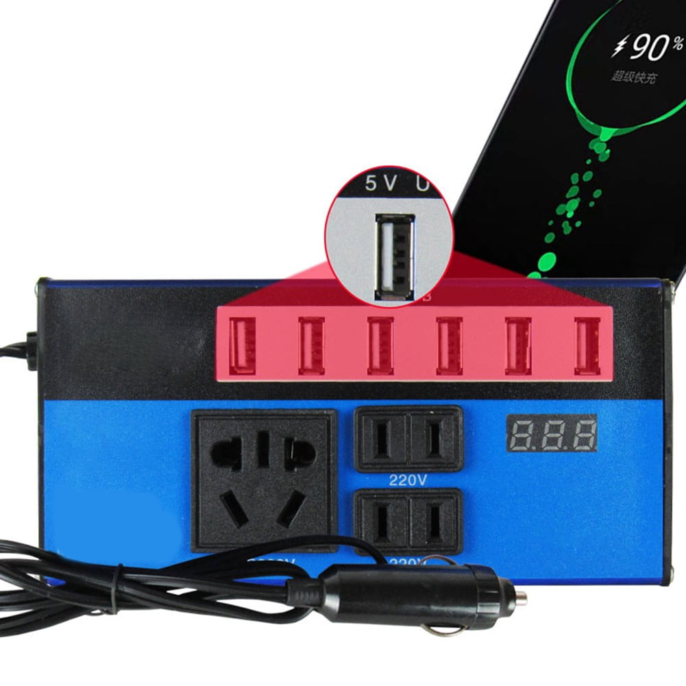 High Power Car Power Inverter 1500W DC12V24V to DC110V220V Converter with 6USB