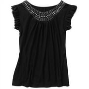 Susie Rose Juniors' Plus Ruffle Sleeve Top w/ Neck Details