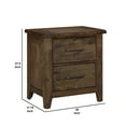 thumbnail image 5 of 2 Drawer Wooden Nightstand With Metal Handle, Brown- Saltoro Sherpi, 5 of 5