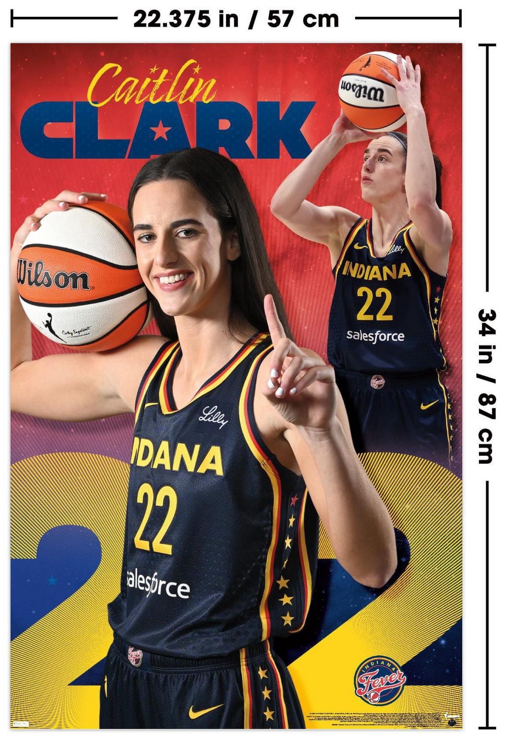 WNBA Indiana Fever - Caitlin Clark 24 Wall Poster, 22.375" x 34"