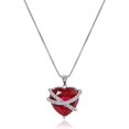 thumbnail image 1 of Collection de Colliers en Argent sterling avec Pendentifs en Forme de Cœur Entourés de Pendentifs en Forme de Cœur Créés avec des Saphirs Roses et Blancs, 1 of 3