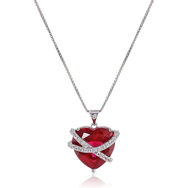 Collection de Colliers en Argent sterling avec Pendentifs en Forme de Cœur Entourés de Pendentifs en Forme de Cœur Créés avec des Saphirs Roses et Blancs