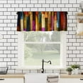 thumbnail image 2 of Rustic Barn Door Valance, Farmhouse Western Wood Cabin Country Garage Wooden Board Texture Blackout Short Curtains for Kitchen Bedroom Living Room, 54x18in, 2 of 5