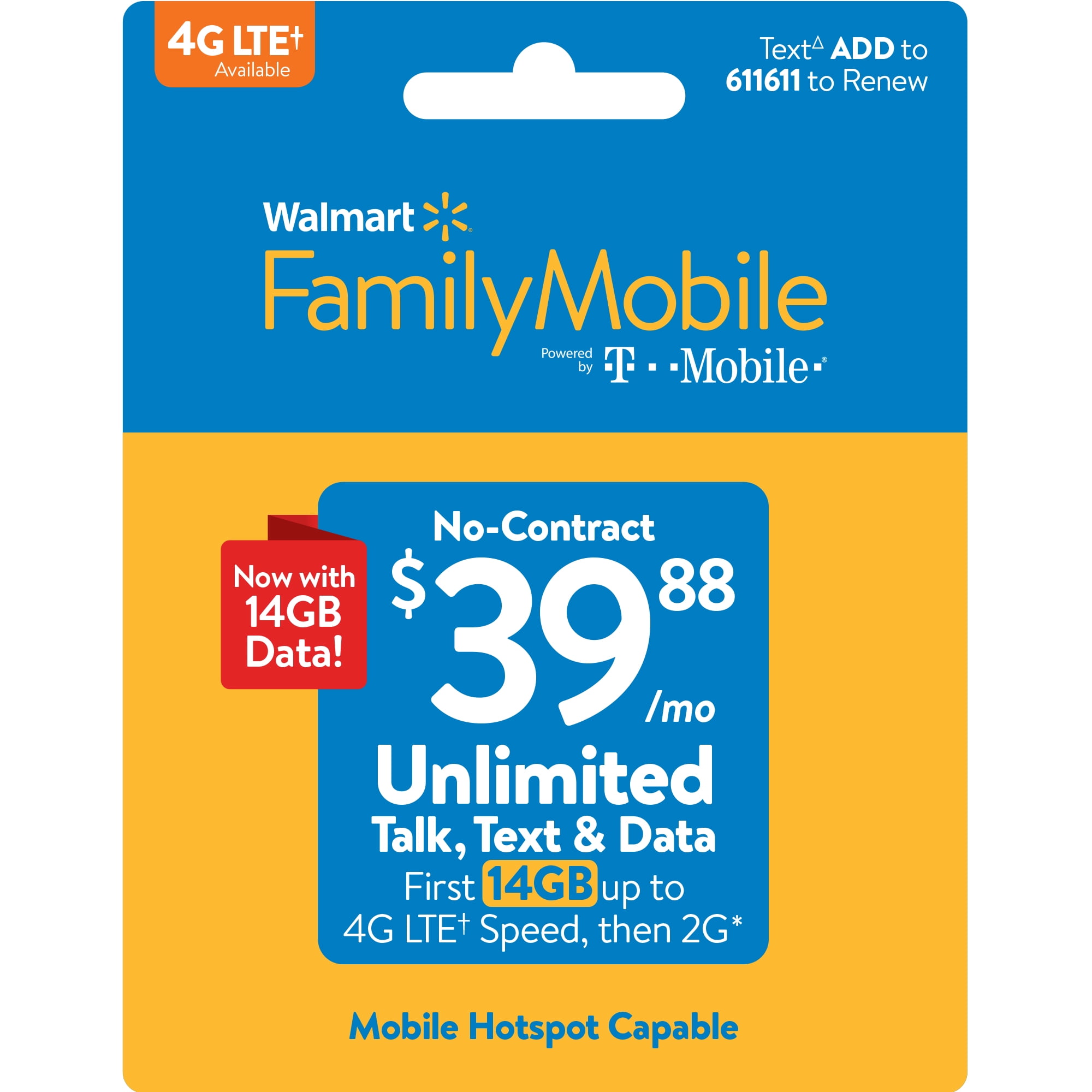 Walmart Family Mobile 39.88 Unlimited Monthly Plan & Mobile Hotspot