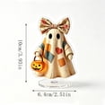 thumbnail image 3 of Vintage Patchwork Ghost Acrylic Tabletop Standee, 2D Cute Halloween Ghost Figurine Desktop Decor Plastic Ornament with Base 10cm Height -A, 3 of 7