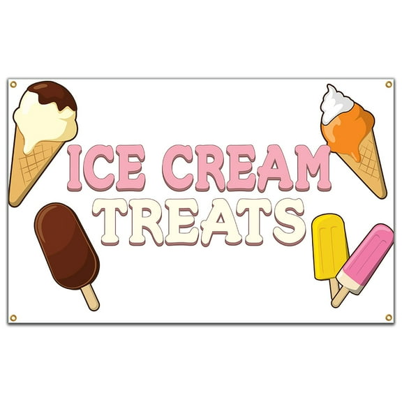 SignMission B-60 Ice Cream Treats 36 x 60 in. Ice Cream Treats Heavy Duty 13 oz Vinyl Banner with Grommets Single Sided