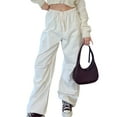 thumbnail image 4 of xiaxaixu Women Baggy Pants Solid Color Drawstring Waist Cargo Pants Multiple Pockets Jogger Pants, 4 of 9
