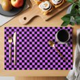 thumbnail image 2 of Purple Black Plaid Placemats Set of 4 Farmhouse Rustic Abstract Checkered Place Mats Indoor Wipeable Table Mats Washable Cloth Dining Table Placemats for Kitchen Holiday Party Home Decor 13x19 Inch, 2 of 9