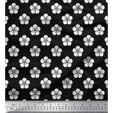 Soimoi Black Cotton Duck Fabric Artistic Floral Print Sewing Fabric Yard 42 Inch Wide