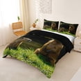 thumbnail image 2 of Erosebridal Animal Capybaras Queen Duvet Cover Set For Teens,Brown Green Bedding,3 Pieces,No Comforter,Black Reversible, 2 of 6