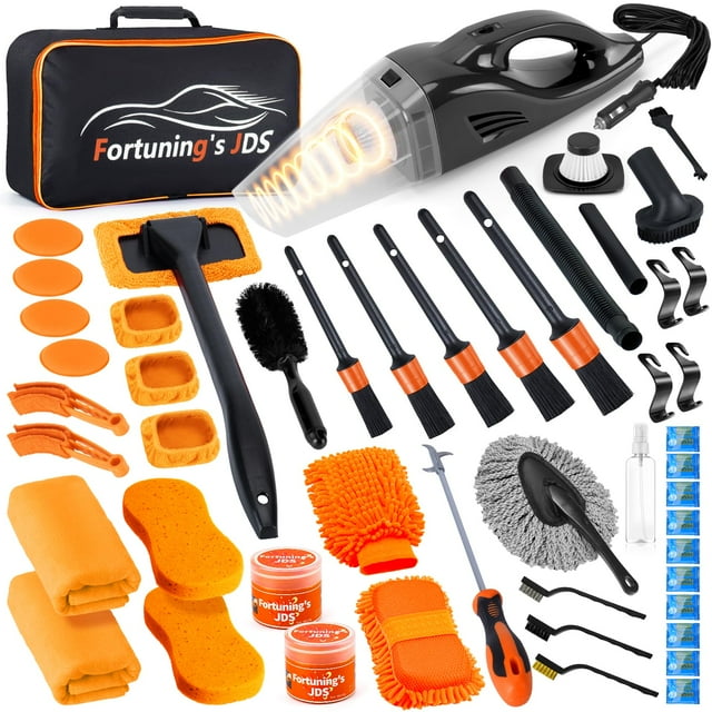 Kit de decoración de automóviles Fortuning's JDS 61 PCS con aspiradora y balde