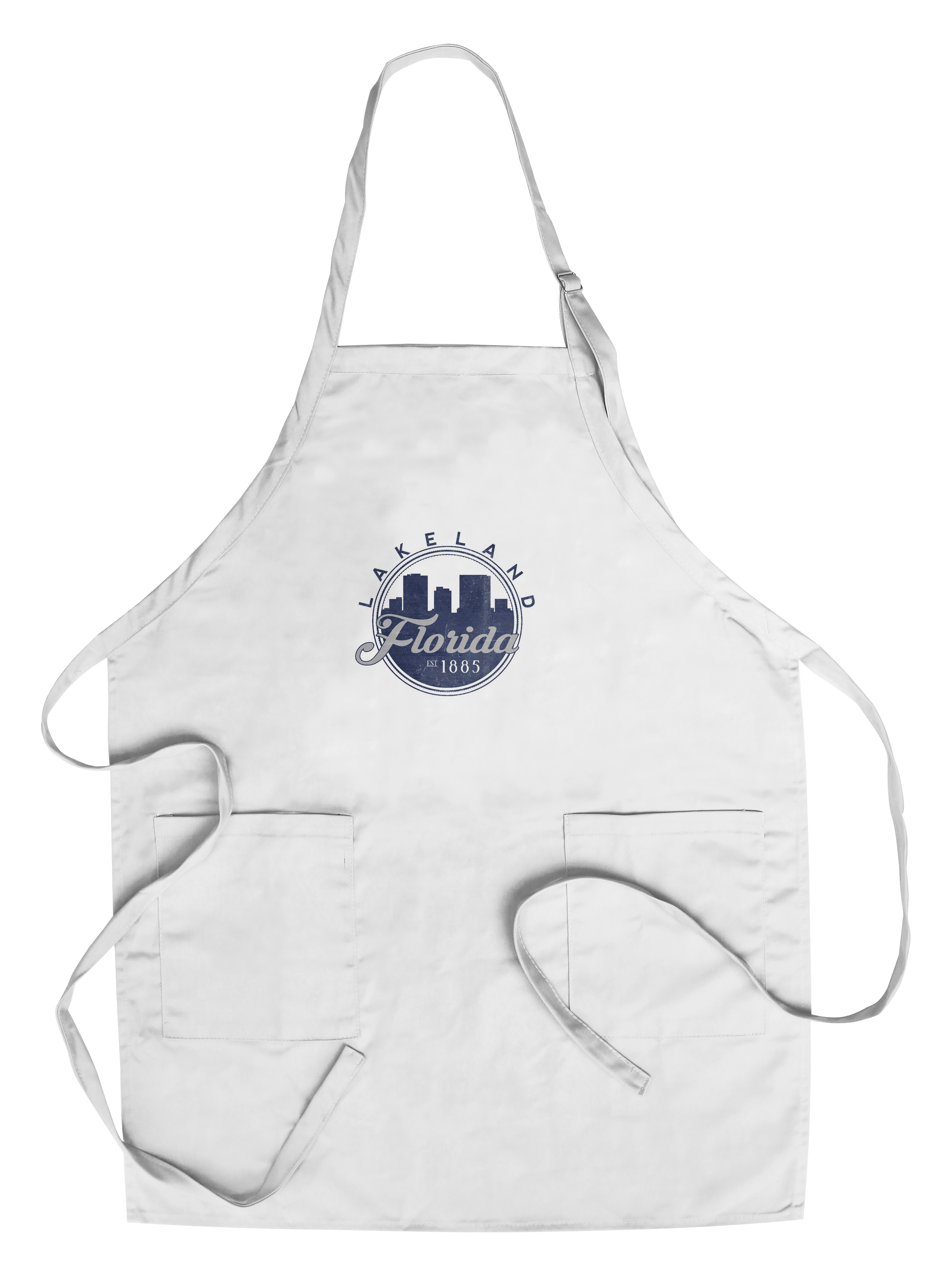 Lakeland, Florida, Skyline Seal (Blue) (Cotton Canvas Apron, Kitchen