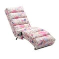 thumbnail image 2 of paproos Massage Chaise Lounge, Indoor Ergonomic Electric Massage Long Lounger with Remote Control, Modern Linen Upholstered Recliner Chair Sleeper Chair for Living Room Bedroom Office, Pink Flower, 2 of 13