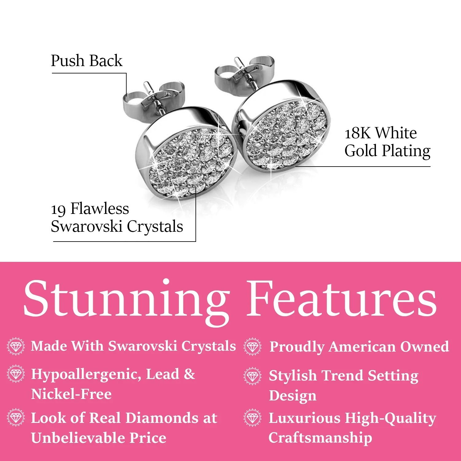 Cate & Chloe Nelly Swarovski Crystal Stud Earrings photo 3