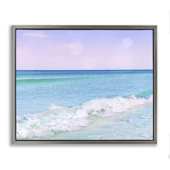 Stupell Industries Modern Beach with Pastel Sky Gray Floating Frame Canvas Art, 21 x 17, by Christine Zalewski