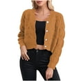 thumbnail image 2 of Ftwytp Open Front Cardigan for Women Casual Fashion Single Breasted Solid Color Long Sleeved Cardigan Loose V Neck Jacket Women Open Sweater Cardigan, 2 of 6