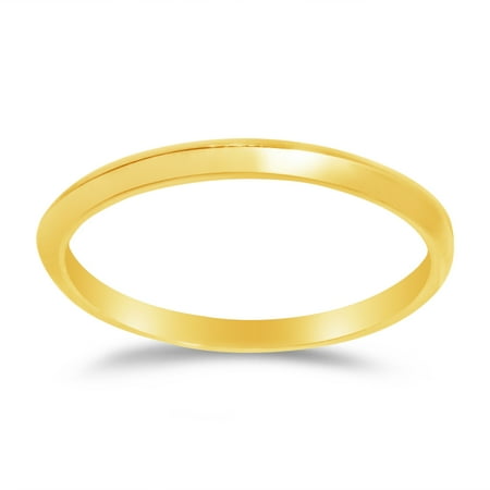 - Solid 14k Yellow Gold 2mm Plain Classic Traditional Knife Edge Anniversary Ring Wedding Band , Size 7