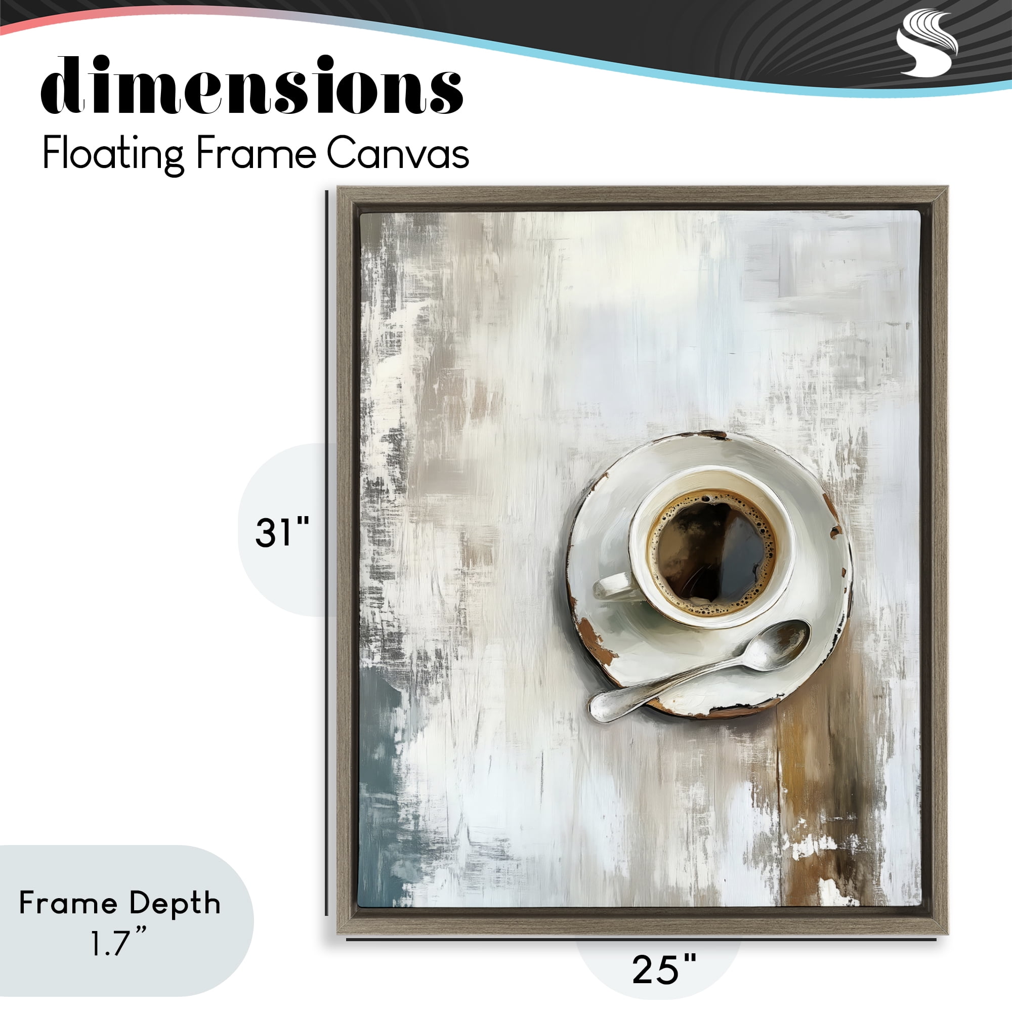 Stupell Industries Neutral & Rustic Cup of Coffee Brown Framed Floater Canvas Wall Art, design by LSR Design Studio