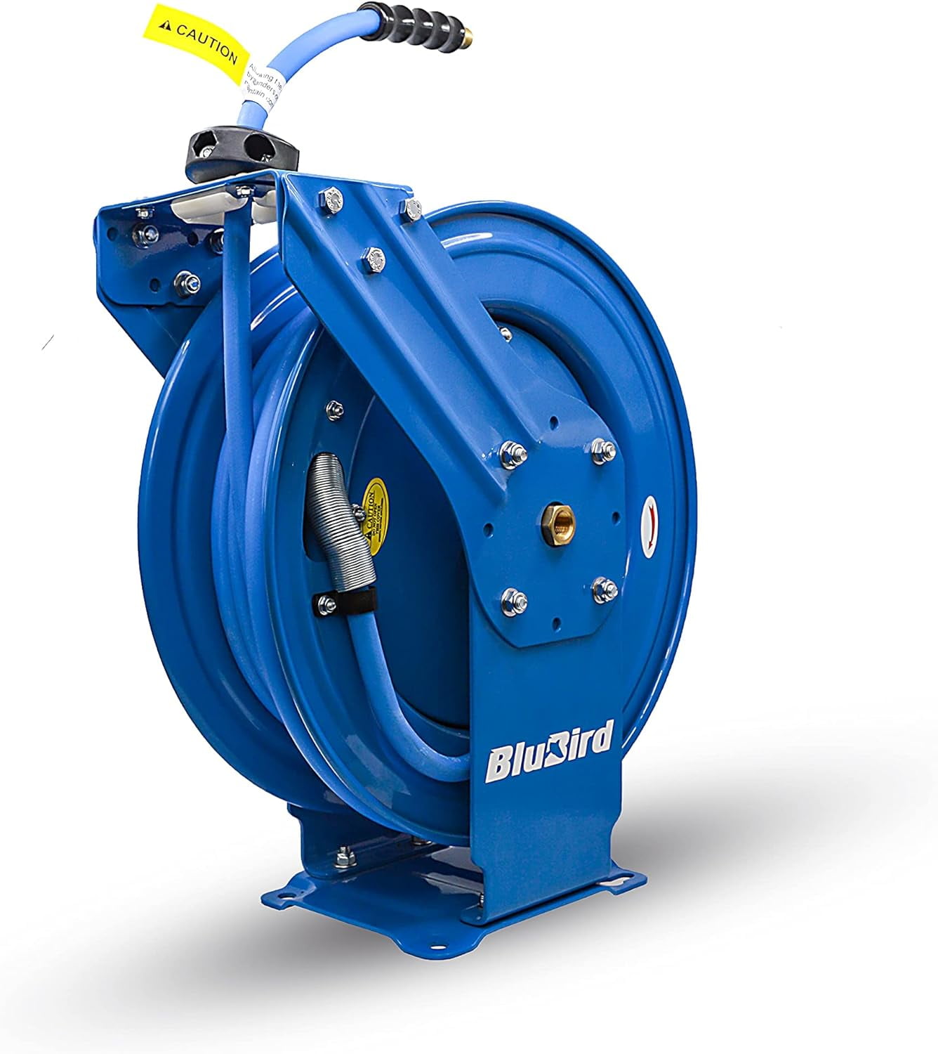 BLUBIRD BBRDA1250 Dual Arm Retractable Hose Reel, 1/2" x 50' Air Hose, 12 Point Ratcheting Gear, Next-Gen Rubber, Lightest, Strongest, Most Flexible, 300 PSI, -50F to 190F Degrees, Polyester Braided