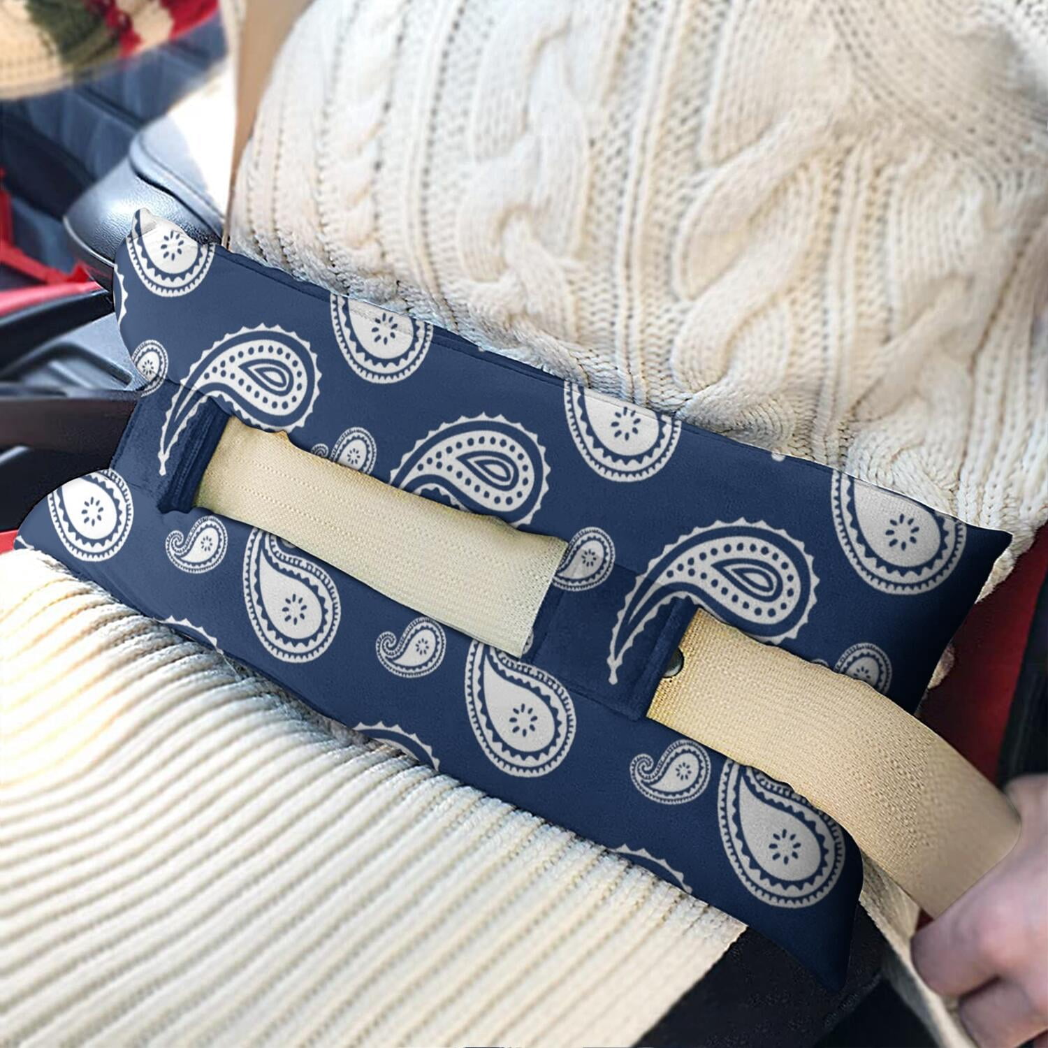 Abdominal Surgery Pillow Seatbelt Cushion for Hysterectomy Recovery (Striped Pattern)