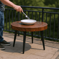 thumbnail image 4 of Homy Casa Round Outdoor Dining Table for 2, Small Patio Bistro Table for Balcony, Walnut, 4 of 8