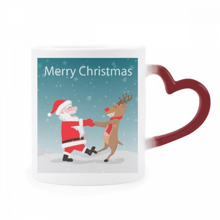 

mas Santa Claus Elk Festival Heat Sensitive Mug Red Color Changing Stoneware Cup