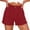 Wine, variant on Ynynloco Bermuda Shorts for Women 100%Cotton Summer Dressy Casual Elastic High Waisted Wide Leg Knee Length Shorts with Pockets