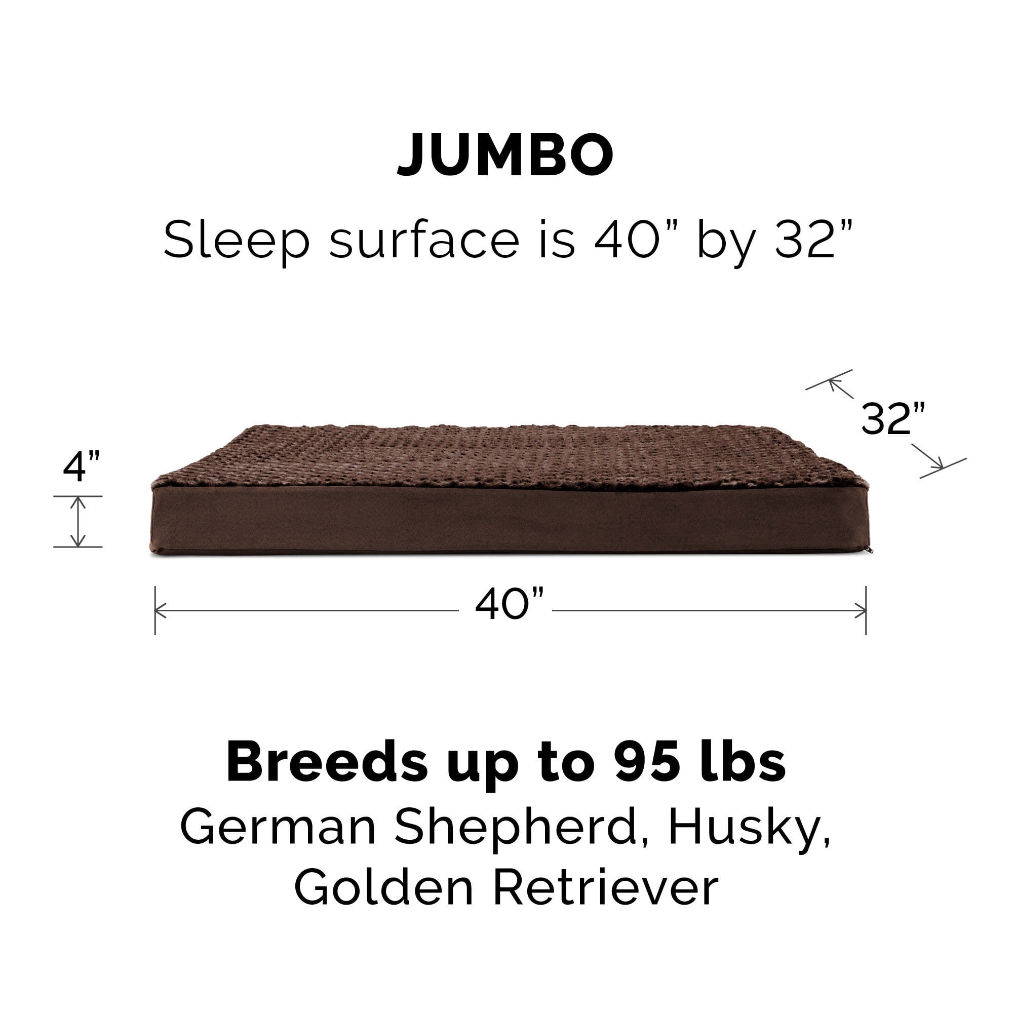 FurHaven Ultra Plush Deluxe Orthopedic Mattress Pet Bed, Chocolate, Jumbo, 1 Count
