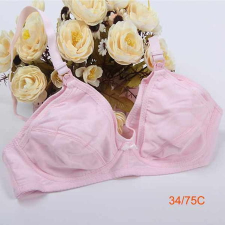 

Nursing Bras Maternity Breastfeeding Pregnant Bra Cotton Underwear Pink A