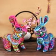 thumbnail image 4 of Biplut Bunny Plush Doll Chinese Style Colorful Prints Cute Bunny Doll Plushies Ornament PP Cotton Stuffed Animal 2023 Year Rabbit Doll Plush Toy New Year Gift, 4 of 13