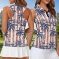 thumbnail image 4 of Jeiento Patriotic Palm Tree Matching Golf Shirts for Couples Quick Dry Women's Sleeveless Tennis Tank Tops Men's Short Sleeve Breathable Athletic Summer Sportswear Set, 4 of 7